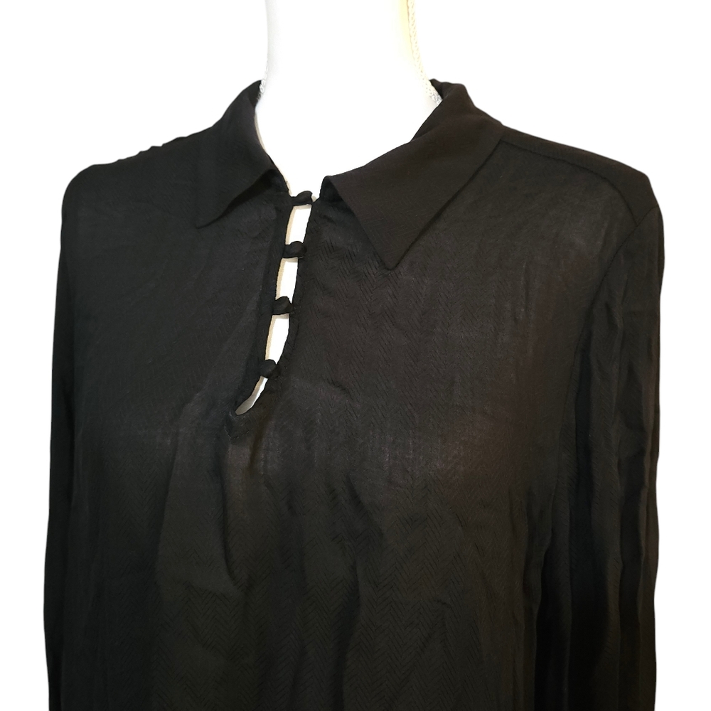 Women's Stetson Rayon Twill Solid Western Blouse - Black - Picture 4 of 6